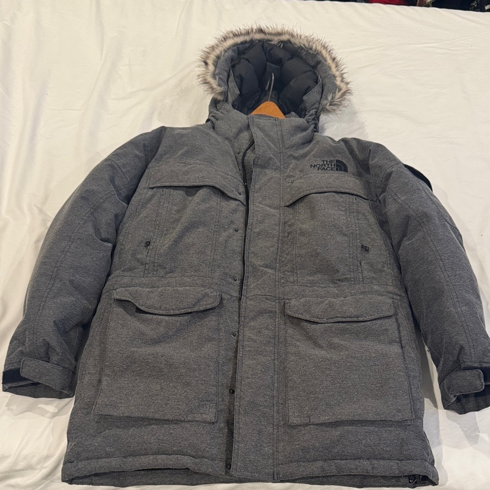 The North Face Charcoal Jacket with Fur Trim